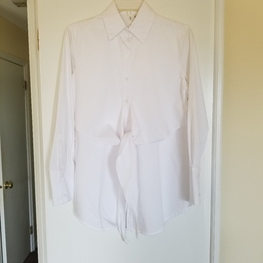 NY Collection White Long Sleeve Layered over sized blouse, shirt (size S)